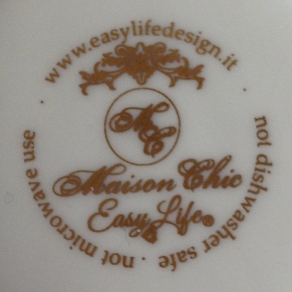 Bonbon/Trinket Dish, White with Gold Script - Picture 8 of 8